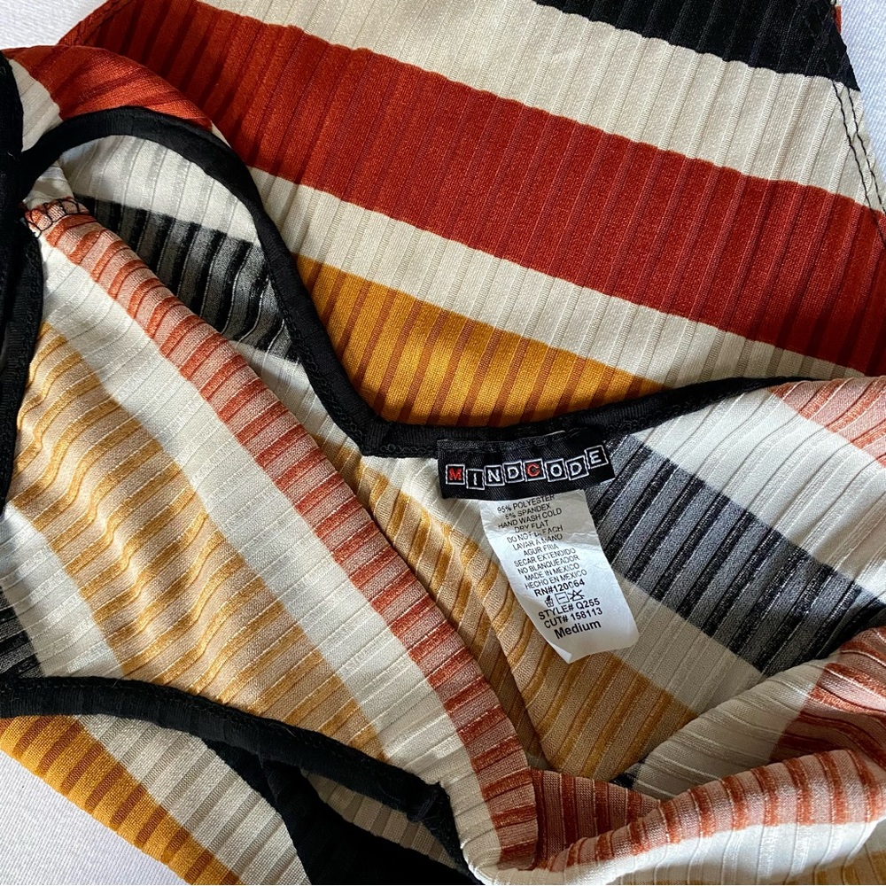 Mind Code Retro Stripe Poly / Spandex Bodysuit / … - image 4